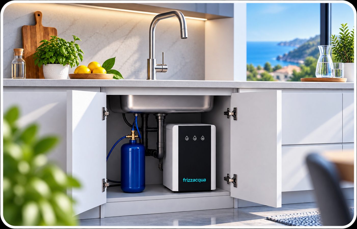 Sistema YAR installato sotto il lavello in una cucina moderna